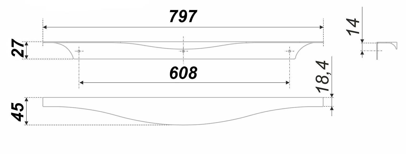 Мебельная ручка ERA RT008CP.1/608/800