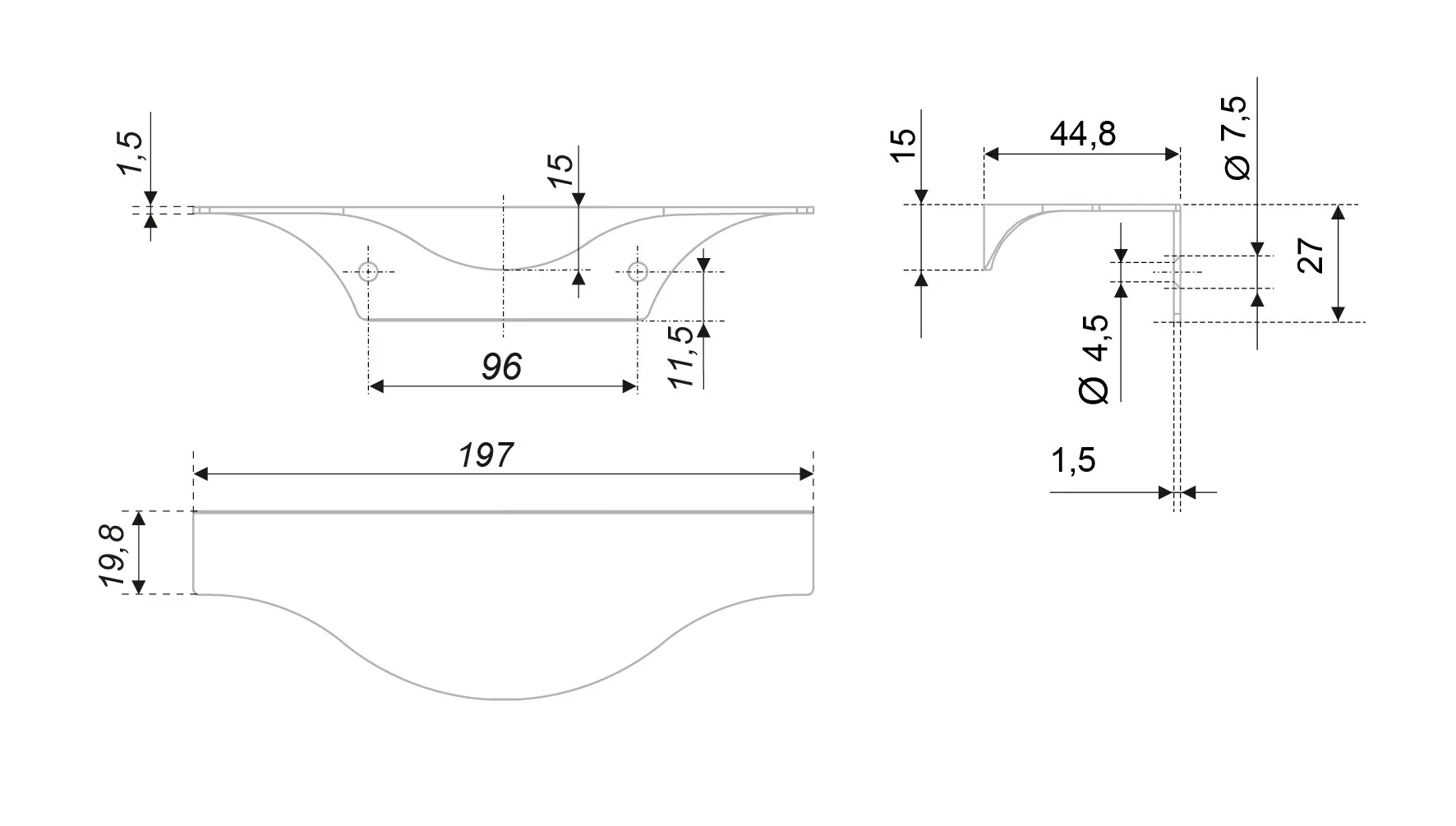 Мебельная ручка ERA RT108SC.1/96/200