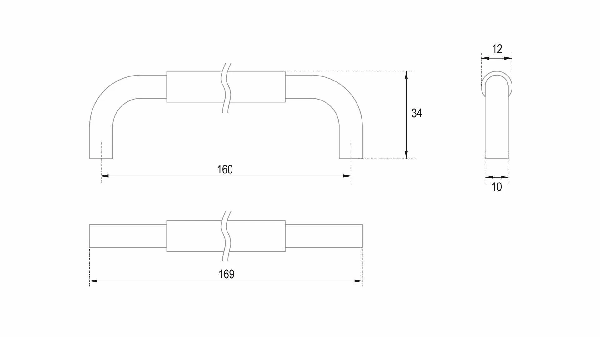 Мебельная ручка SLOT RS048BL/GR.4/160