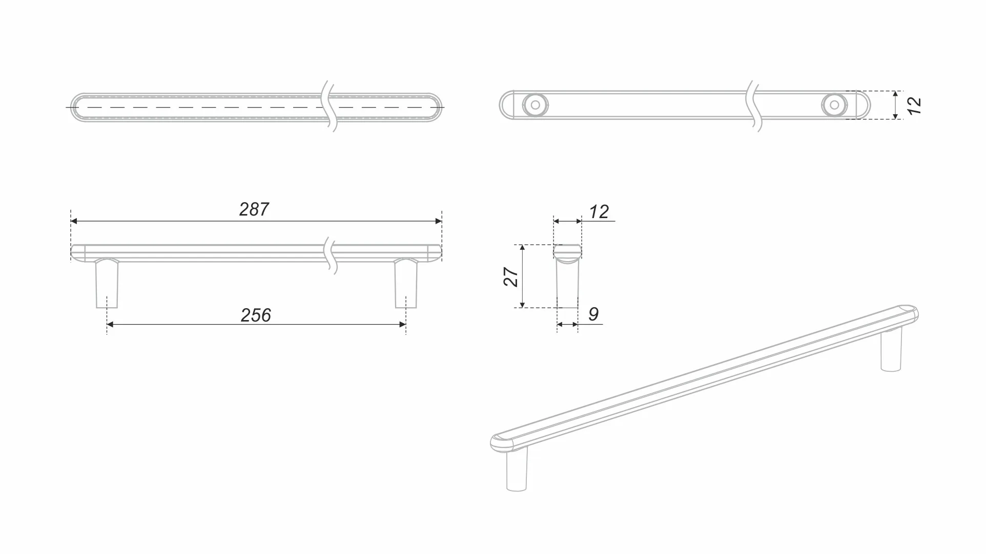 Мебельная ручка VIA RS330BL.4/256