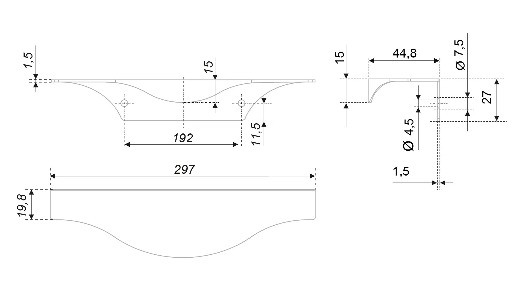 Мебельная ручка ERA RT108CP.1/192/300