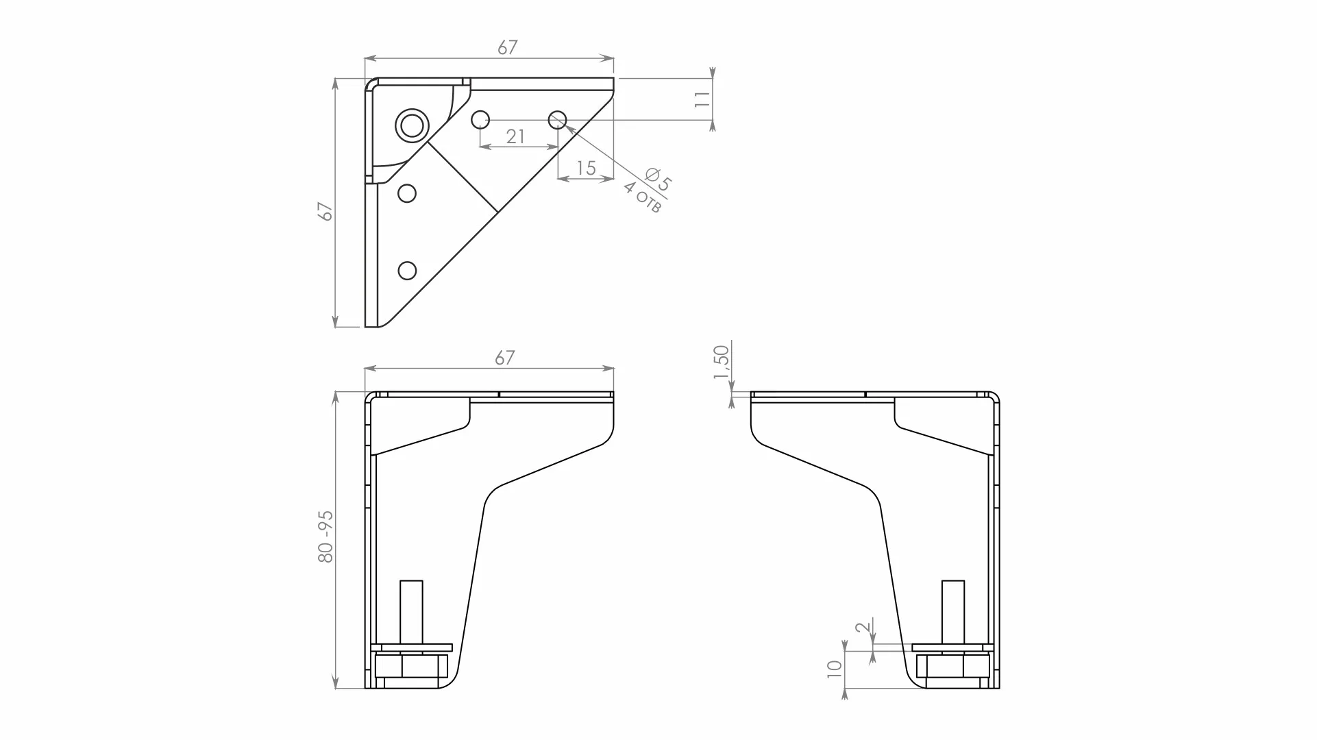 Мебельная опора TOM N332GR.2/80