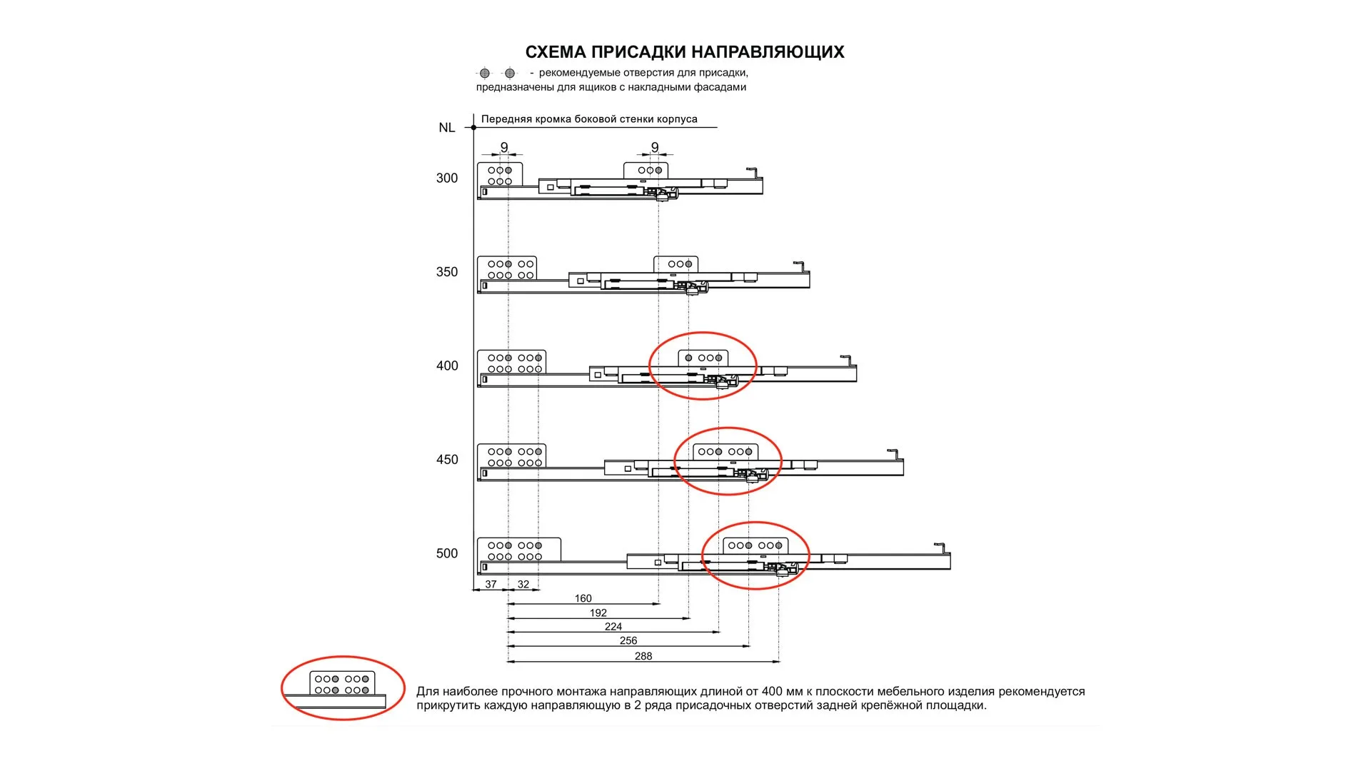 Направляющие скрытого монтажа В-Slide DB7774Zn/500
