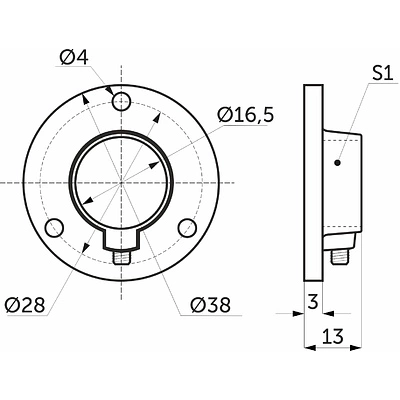 Фланец для трубы д.16