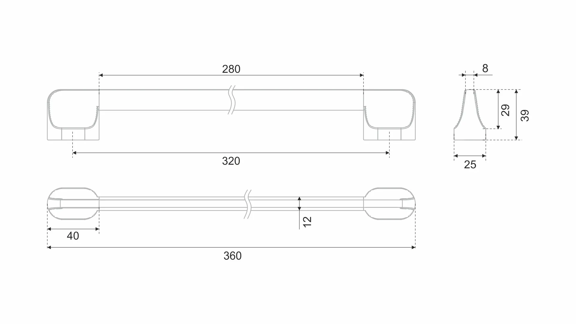 Мебельная ручка PROGRESSA RS551BL.1/320