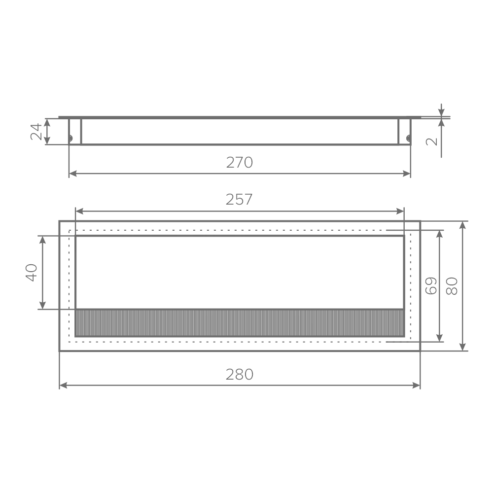 Пропуск для кабеля AQ PASS 80*280 алюминий брашированный