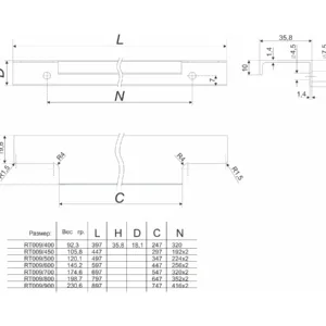 Мебельная ручка RAY RT009CP.1/000/700/*