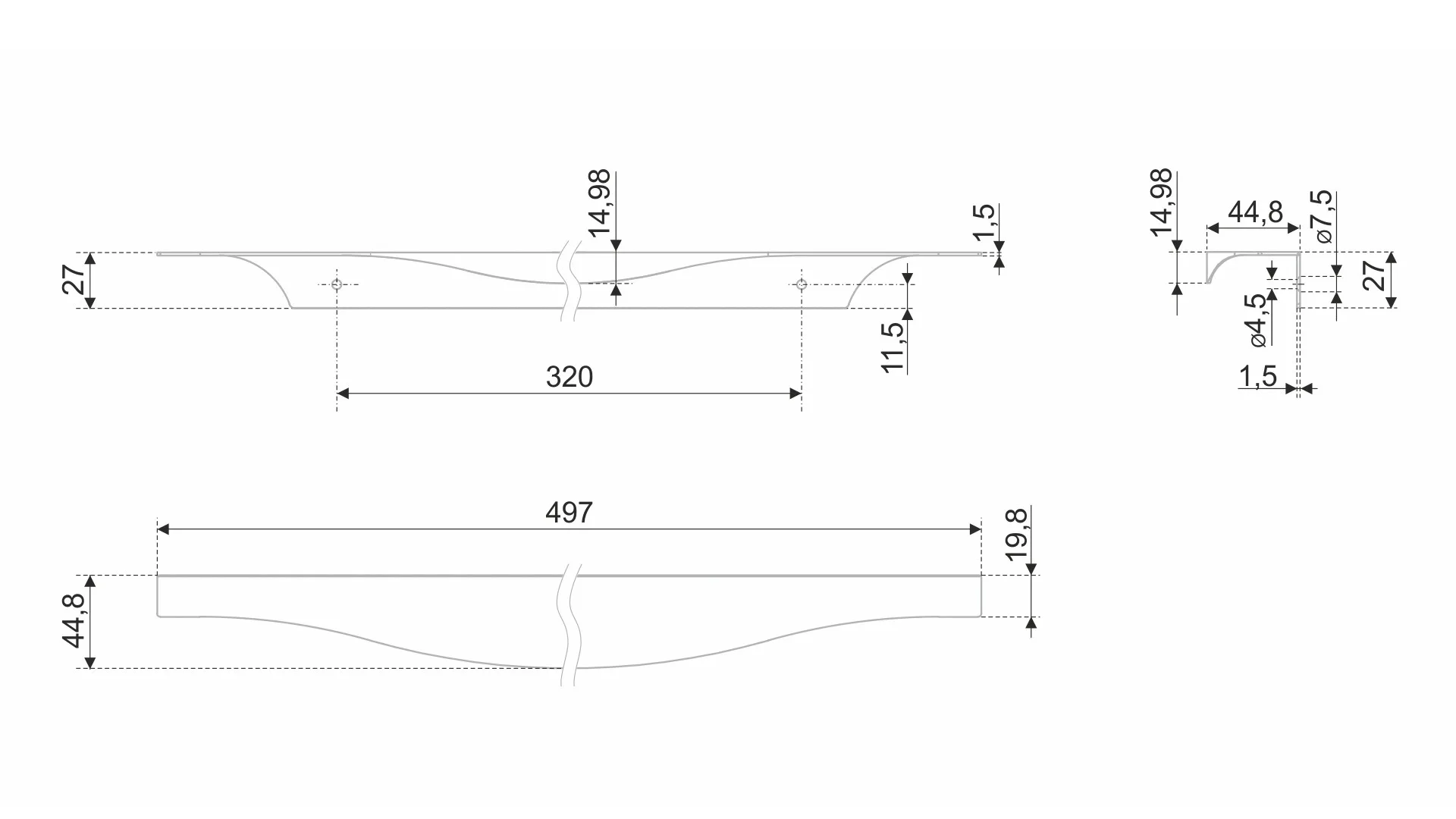 Мебельная ручка ERA RT108SC.1/320/500