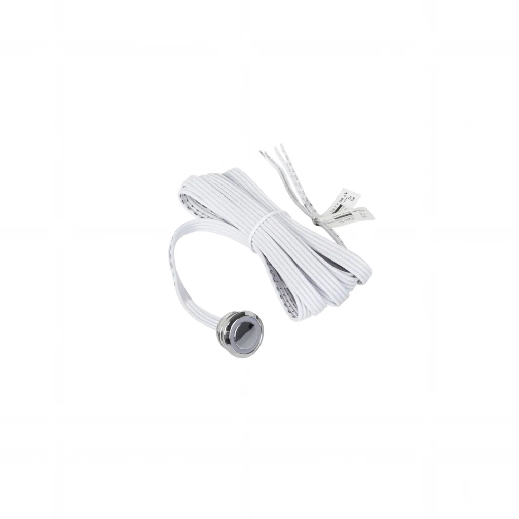 Выключатель сенсорный, с диммированием, врезной, 12V/24V, 60W/120W, синяя подсветка, цвет хром, без коннекторов, AKS