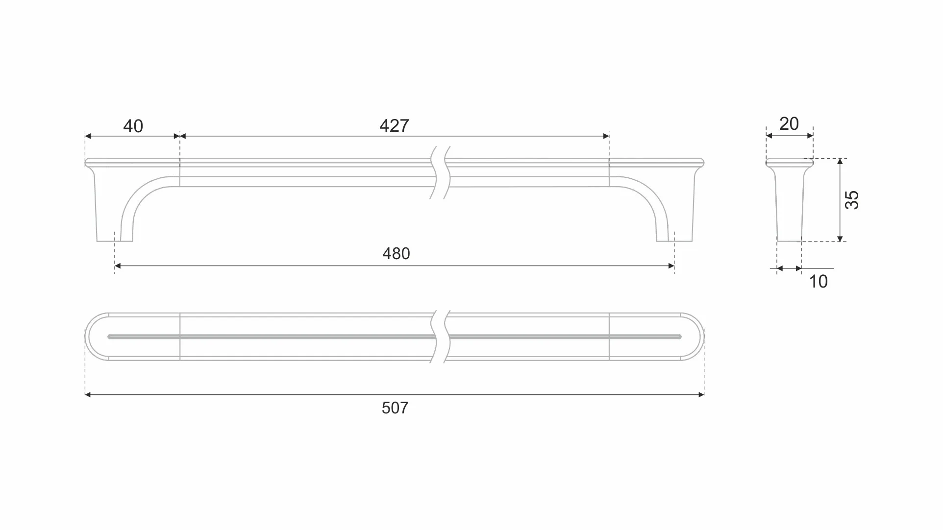Мебельная ручка CREATICA RS552BL.1/480