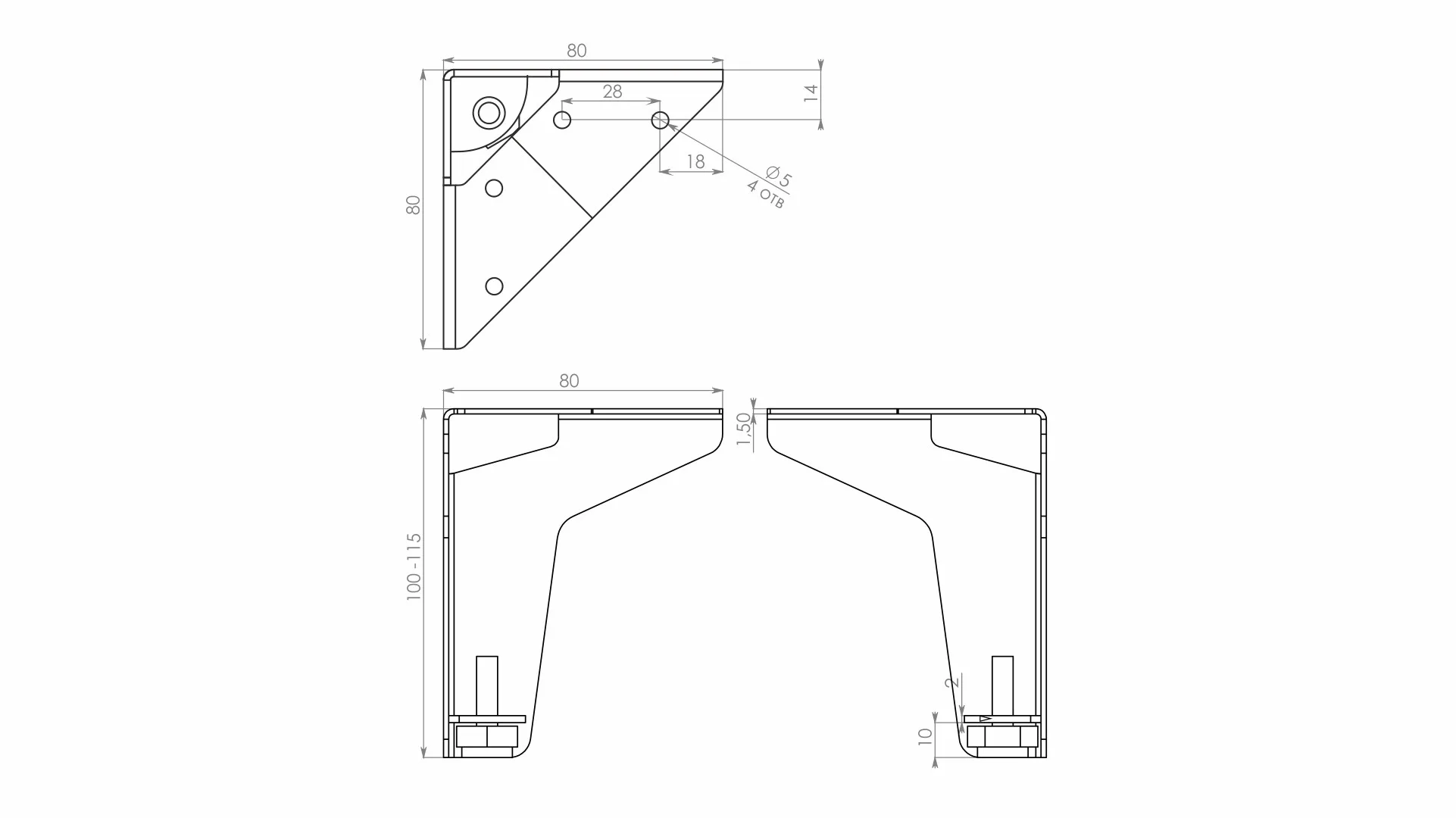 Мебельная опора TOM N332GR.2/100