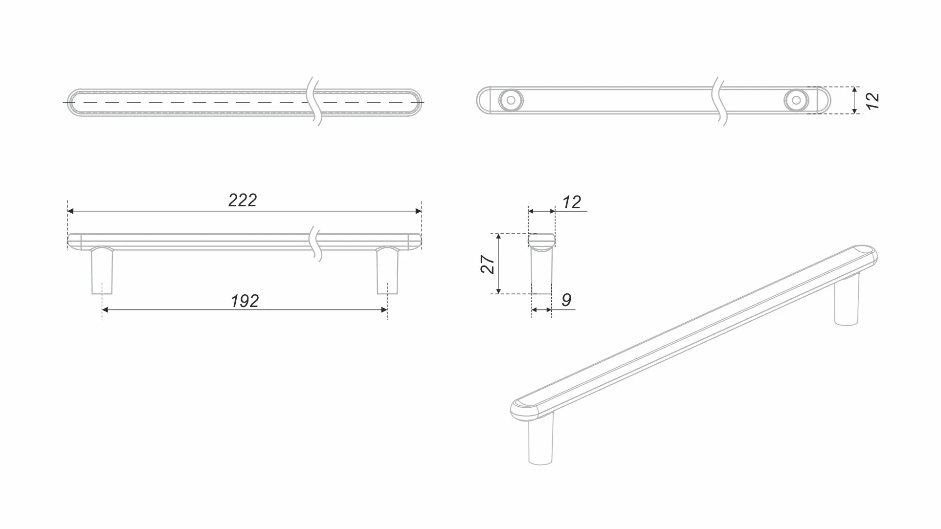 Мебельная ручка VIA RS330BAP.4/192