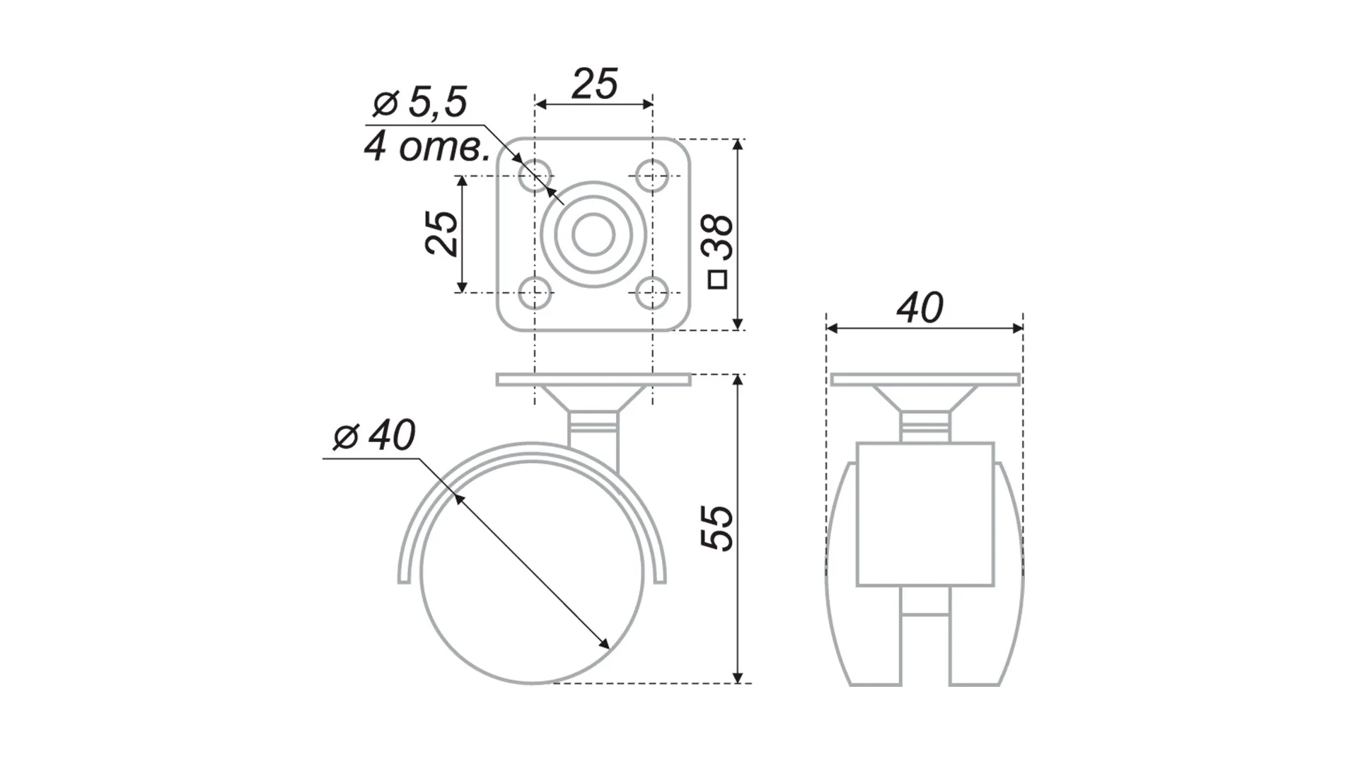 Мебельная опора N104BL/BL.3