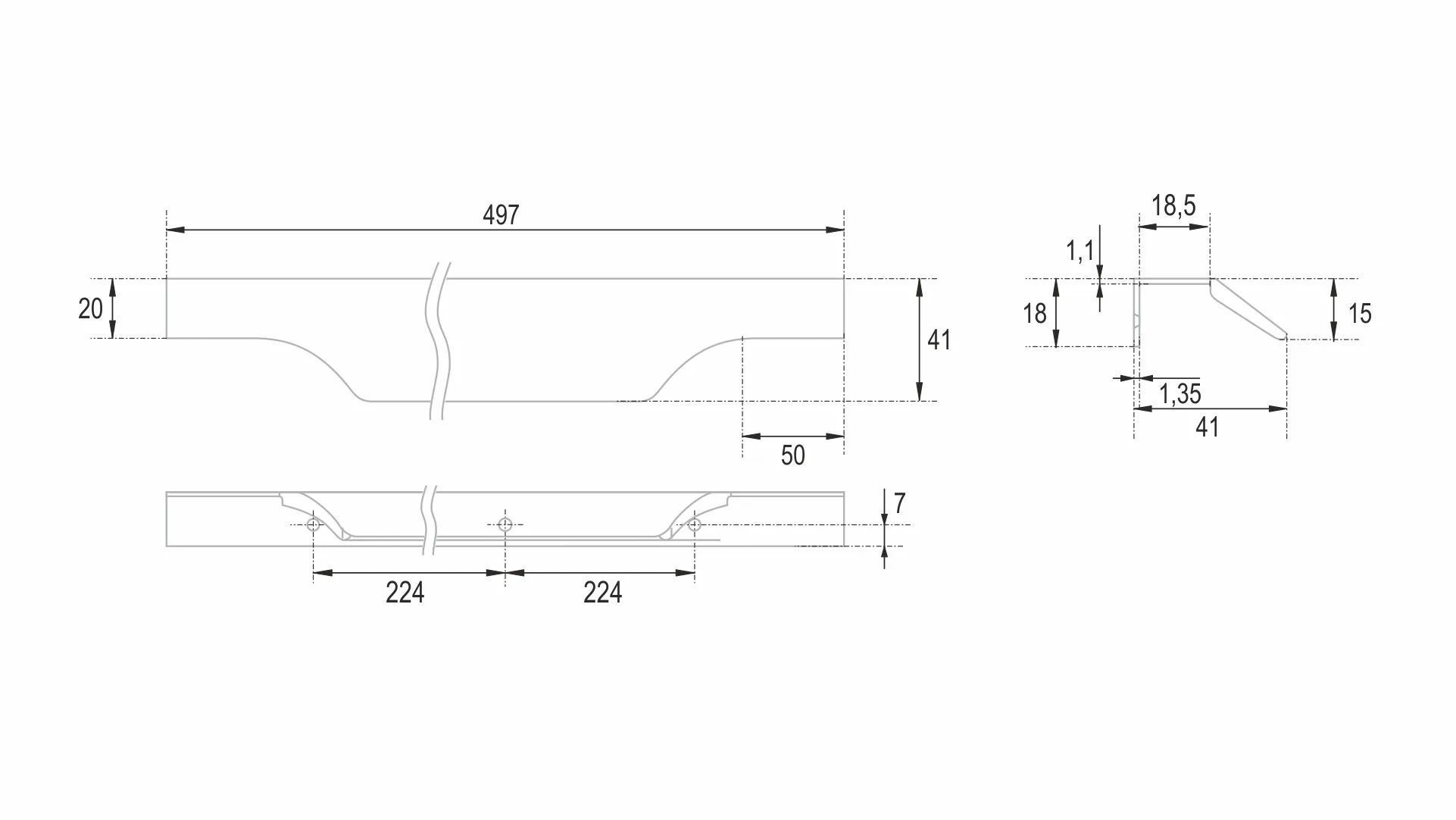 Мебельная ручка WING RT114W.1/448/500