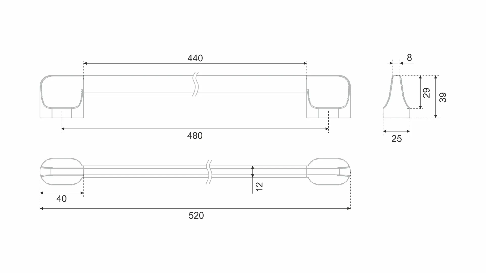 Мебельная ручка PROGRESSA RS551RCHMP.1/480