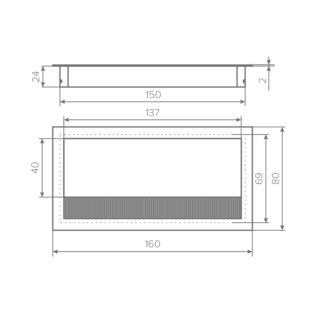 Пропуск для кабеля AQ PASS 80*160 алюминий брашированный
