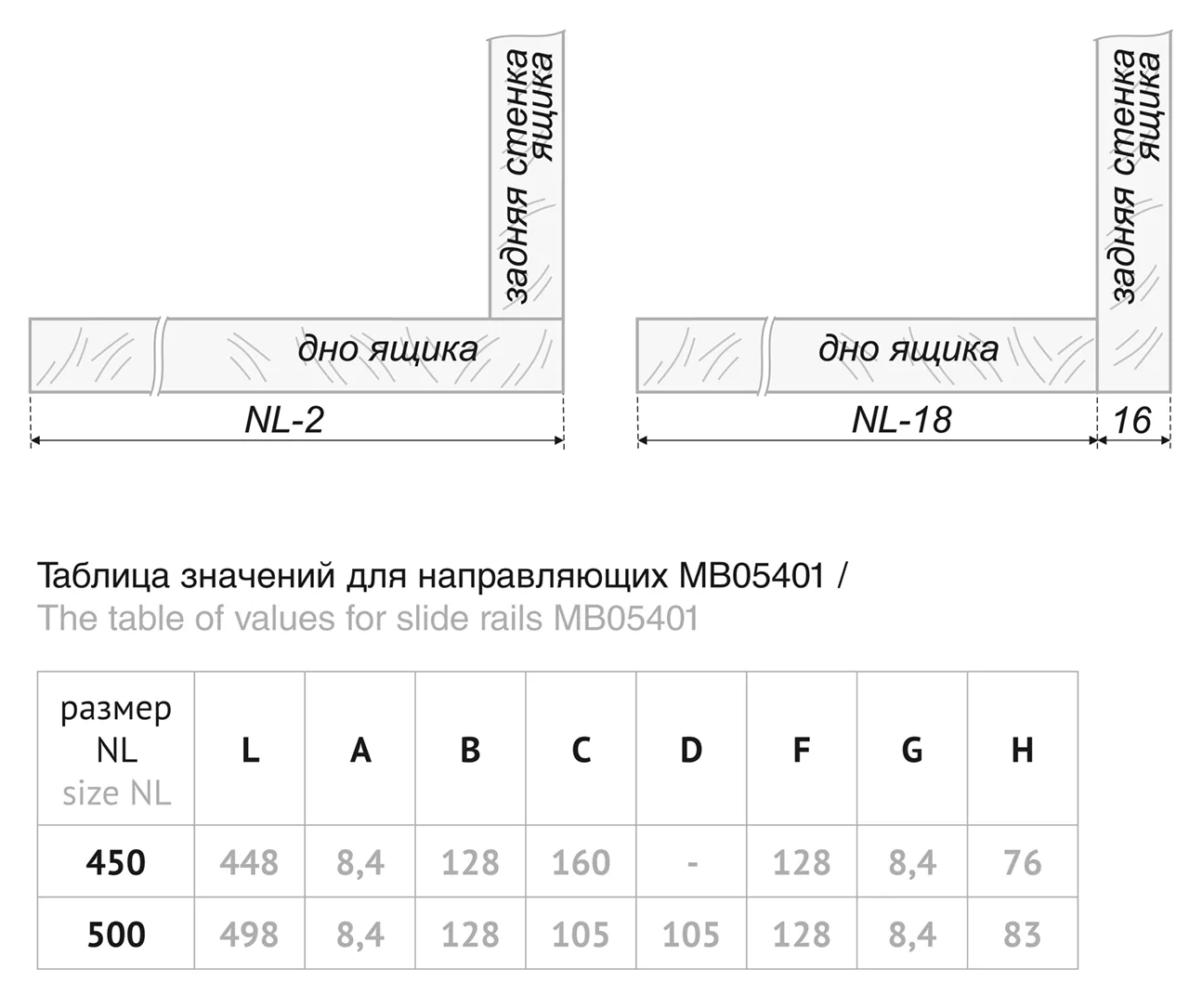 Системы выдвижения MB05401W/450