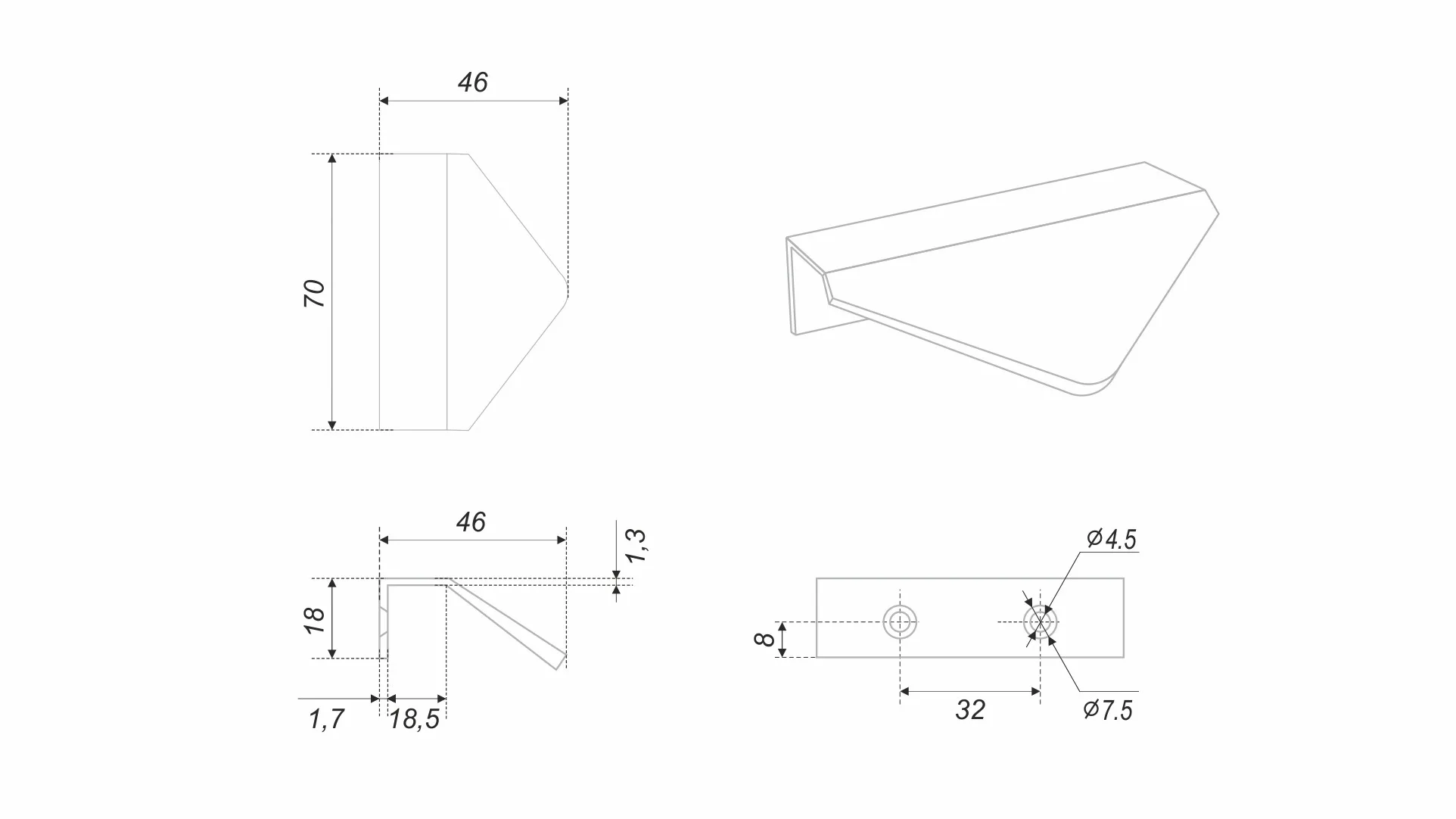 Мебельная ручка ICON RT014W.1/32