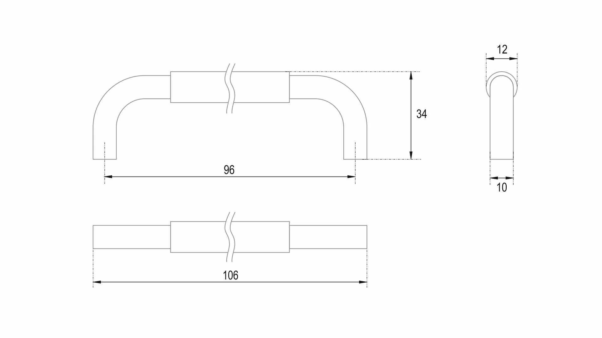 Мебельная ручка SLOT RS048CP/BSN.4/96