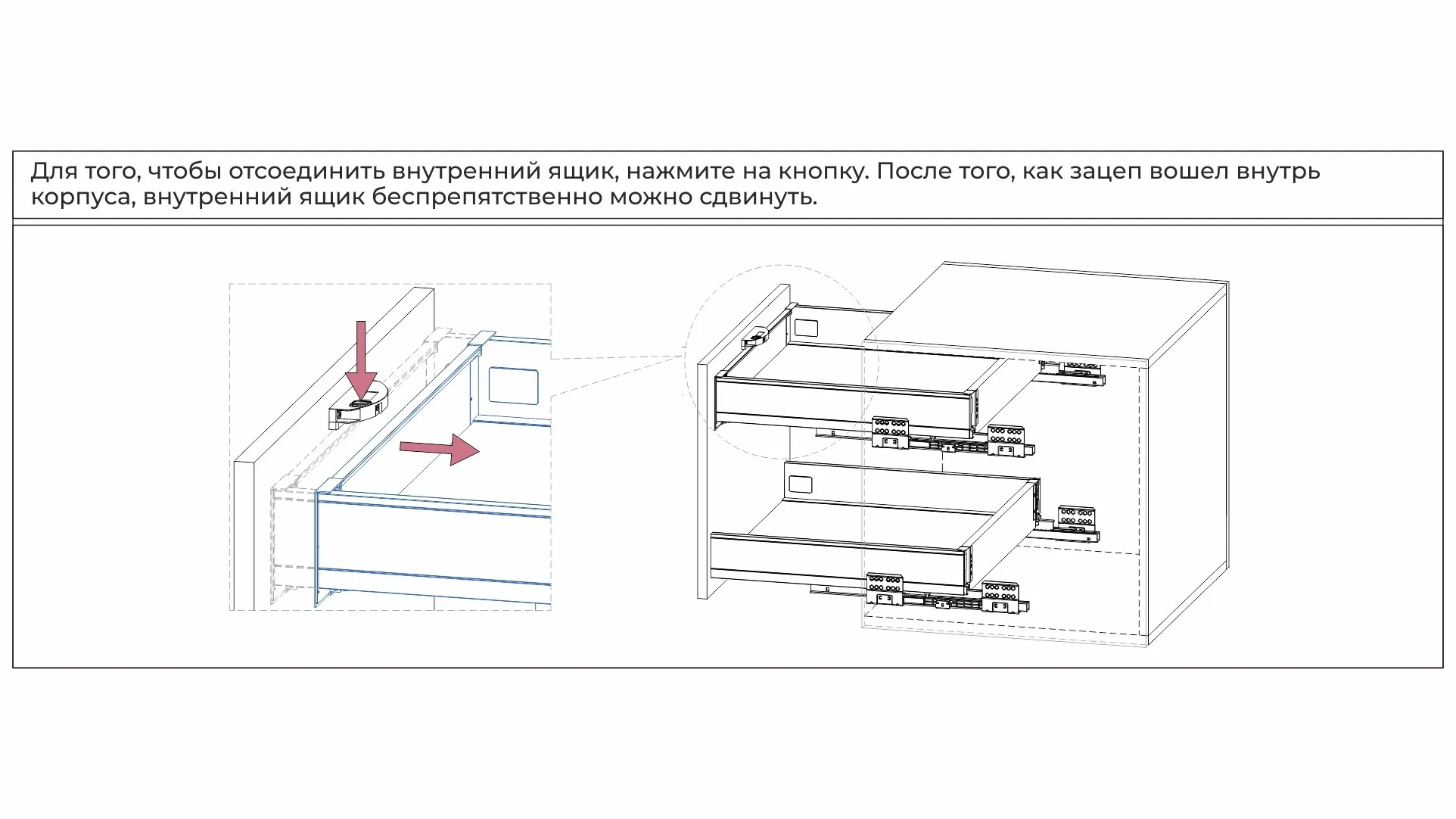 Держатель внутреннего ящика СТАРТ для любых боковин КЛИК SBH100/GRPH