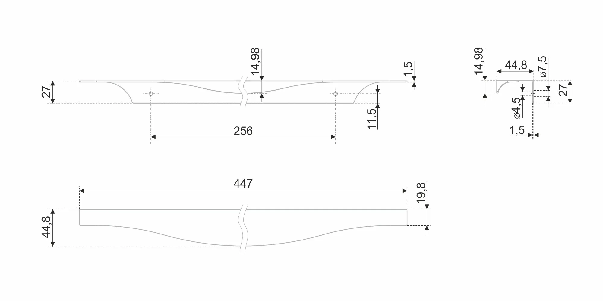 Мебельная ручка ERA RT108CP.1/256/450