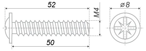 Метизы MT02/09/M4*50Cr/0