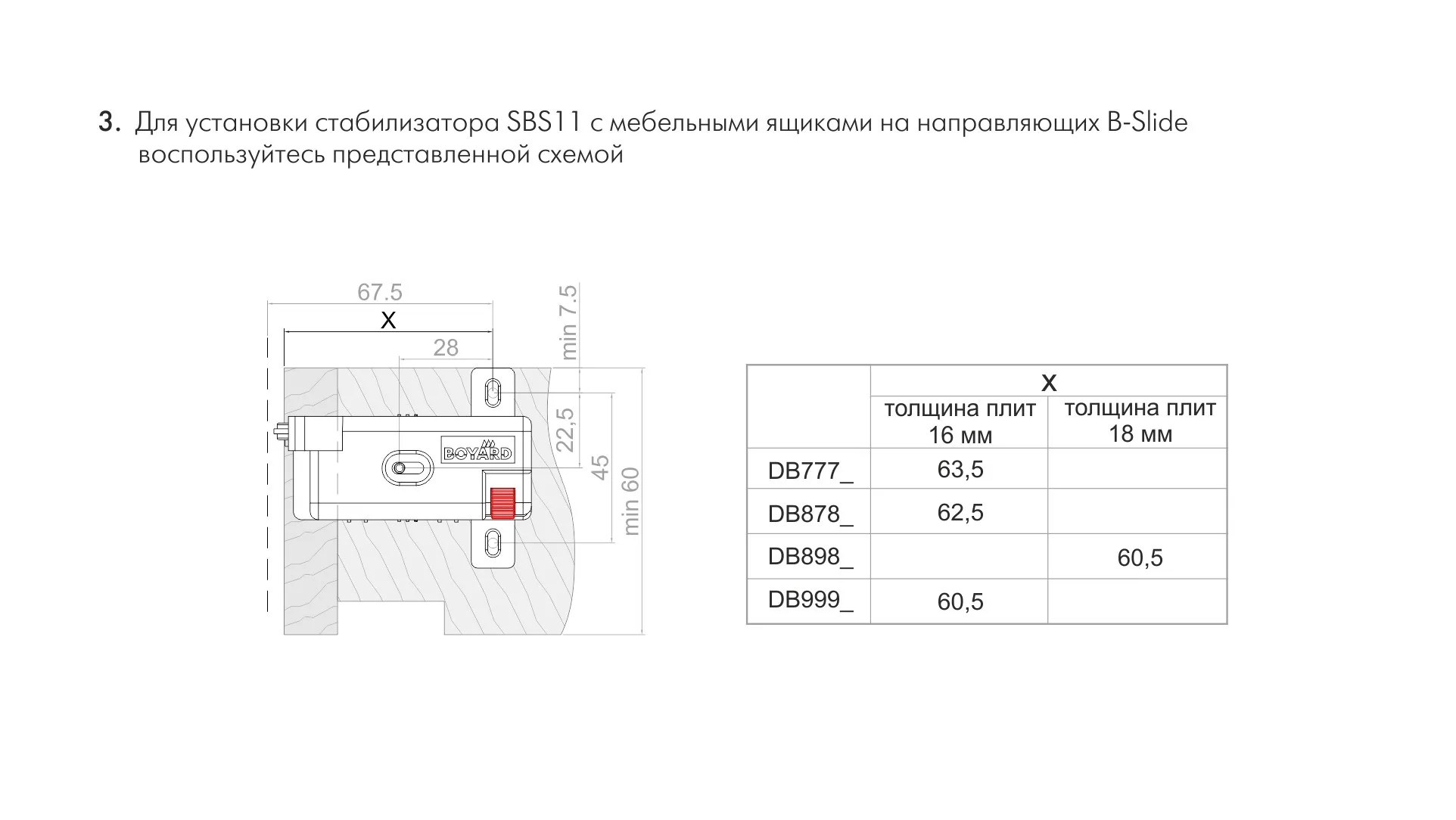 Стабилизатор для широких ящиков ЗИП SBS11/GR