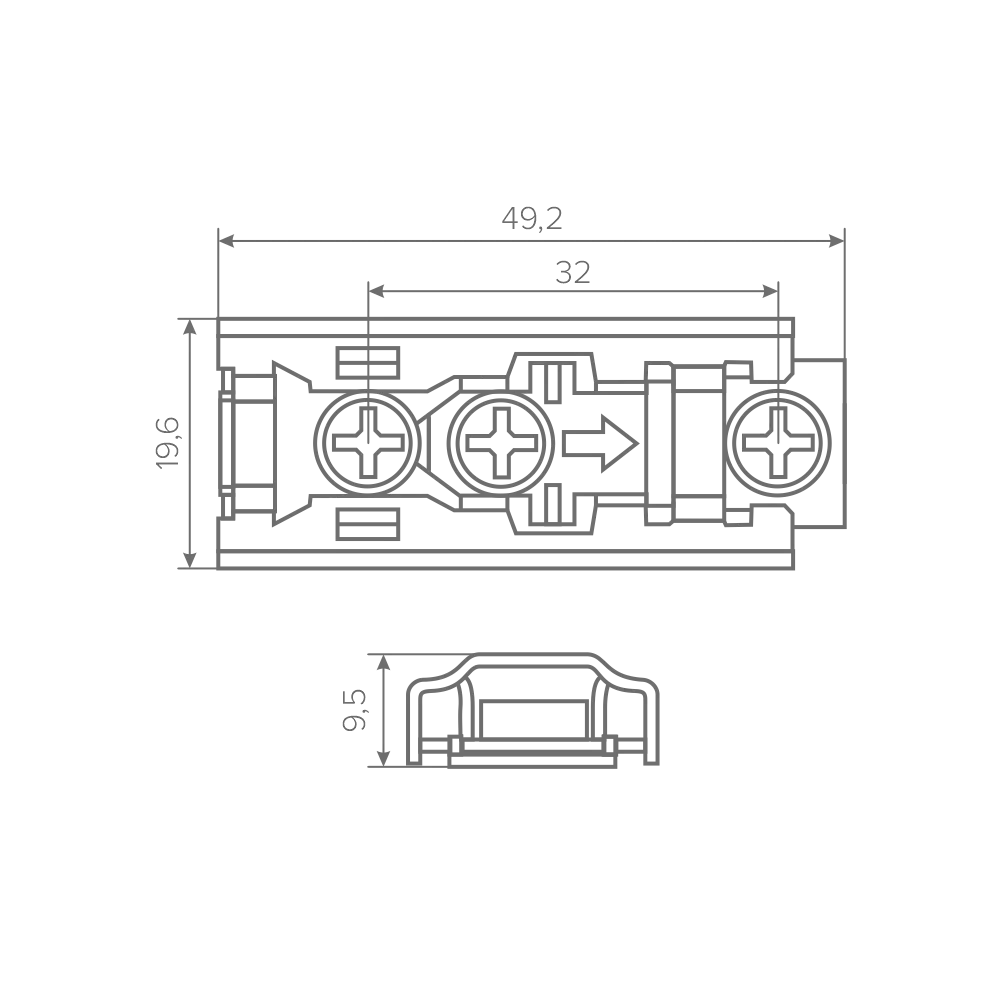 Ответная планка AQ V.2 прямая Clip-on под евровинт H2