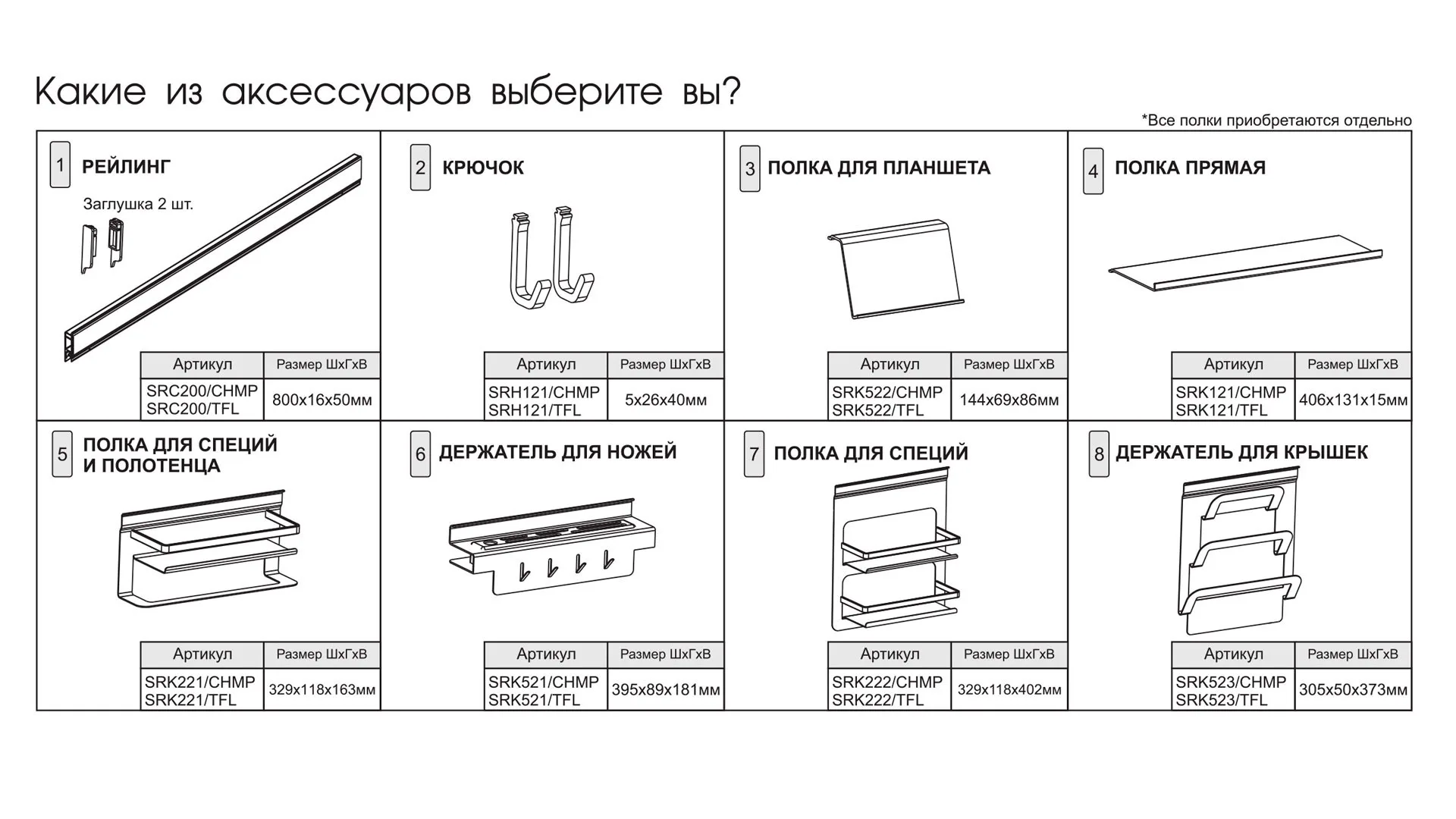 Полка TECHNO SRK121/CHMP