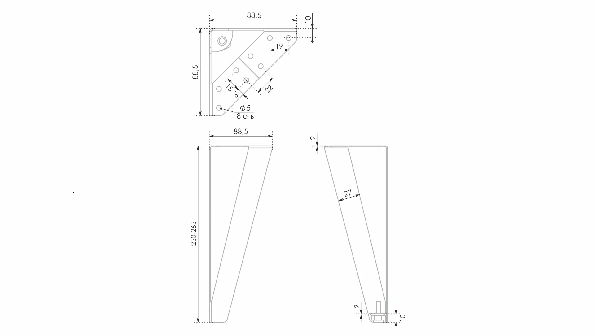 Мебельная опора VIVA N333GR.2/250