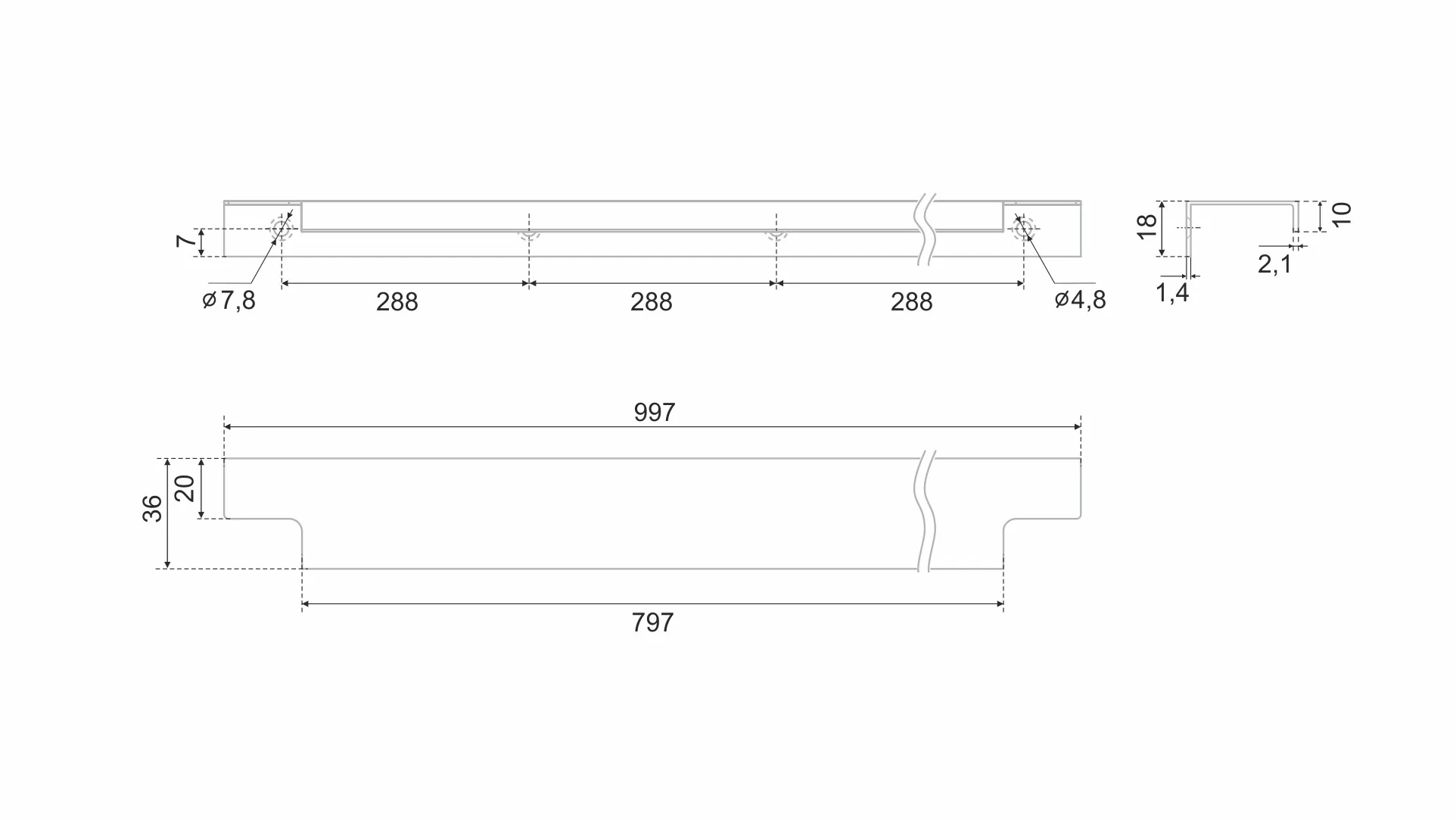 Мебельная ручка RAY 2.0 RT809BL.1/864/1000