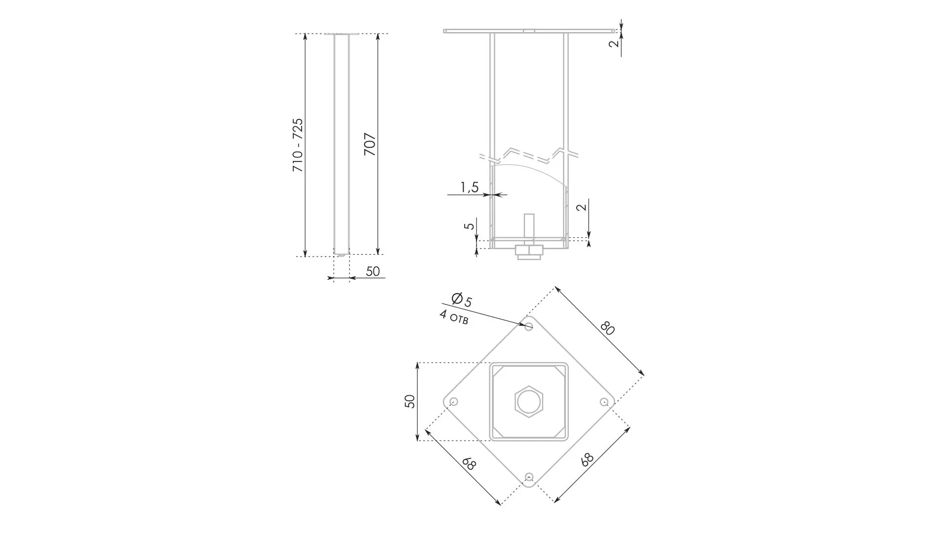 Мебельная опора BASIS N324GR.1/720