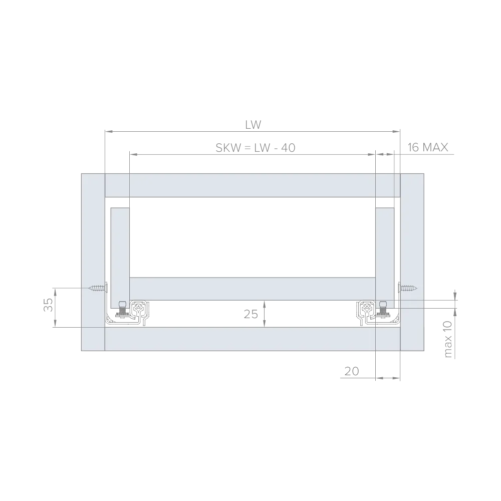 Направляющая скрытого насадного монтажа AQ (ДСП до 16мм) 500