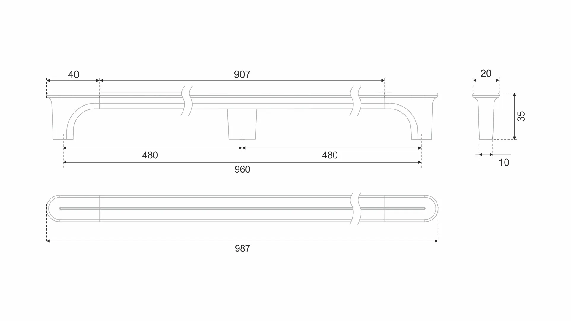 Мебельная ручка CREATICA RS552BL.1/960