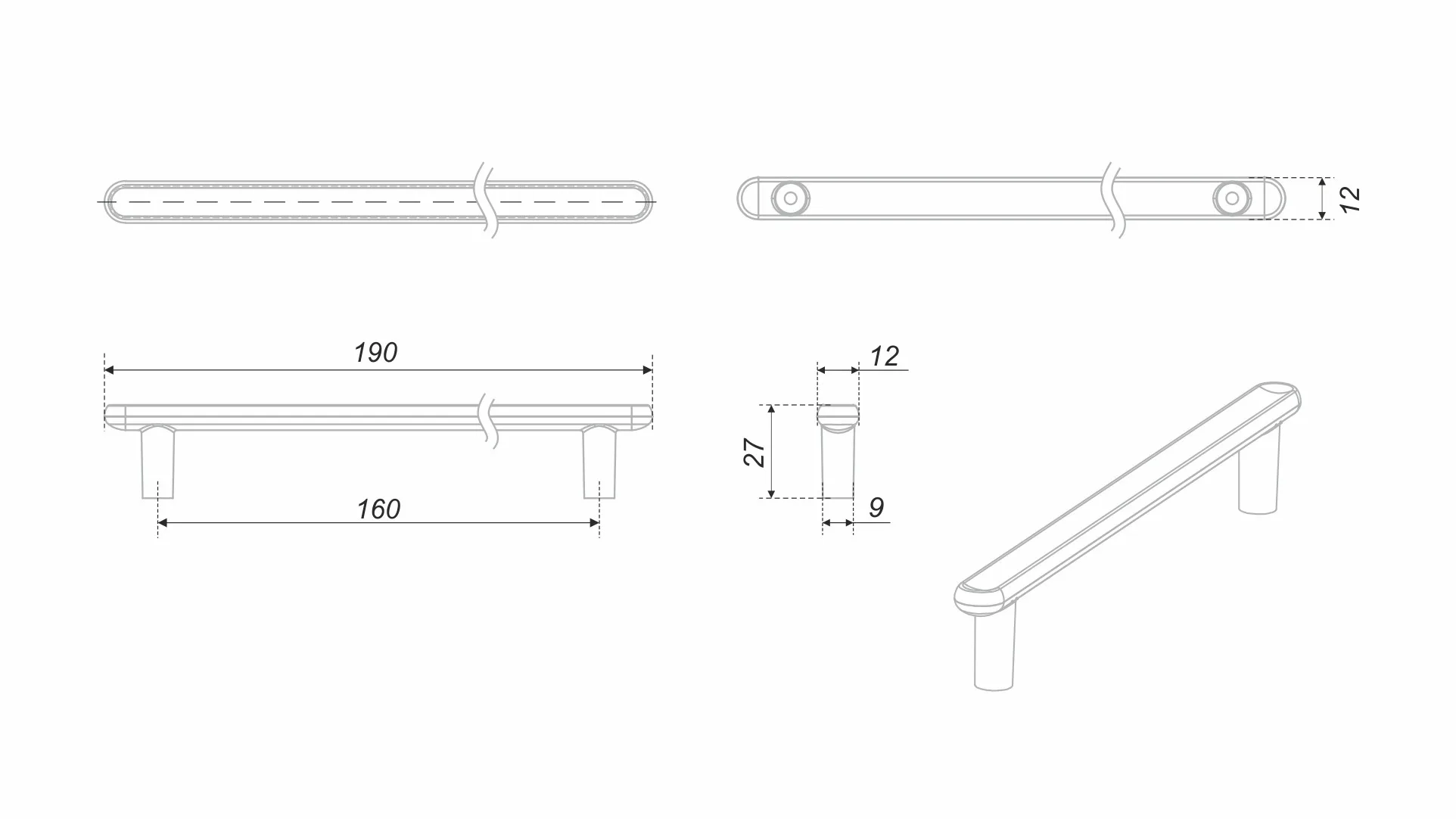 Мебельная ручка VIA RS330BAP.4/160
