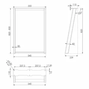 Мебельная опора для столов наклонной формы CLIN N327GR.1/820