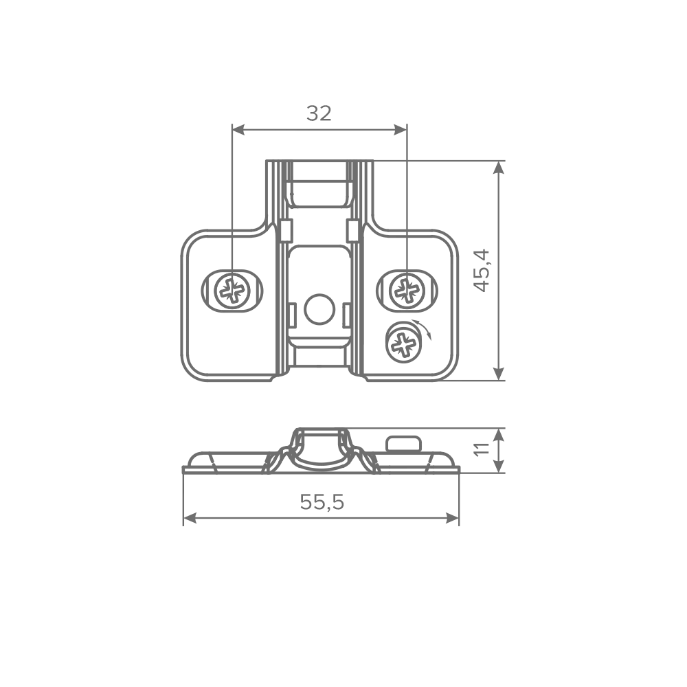 Ответная планка AQ крестообразная с эксцентриком Clip-on под евровинт H4