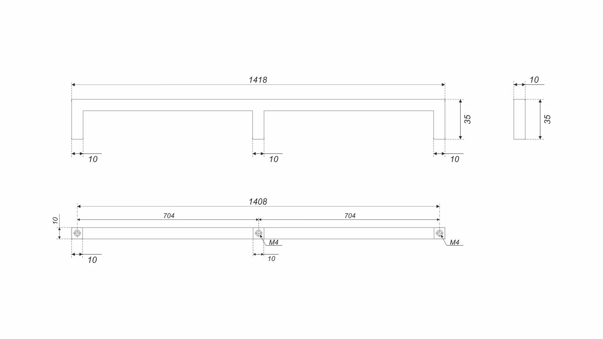 Мебельная ручка QUADRA UP RS143BL.5/1408