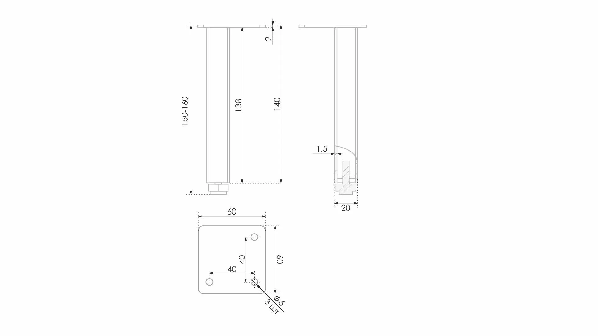 Мебельная опора STATUS N334GR.2/150