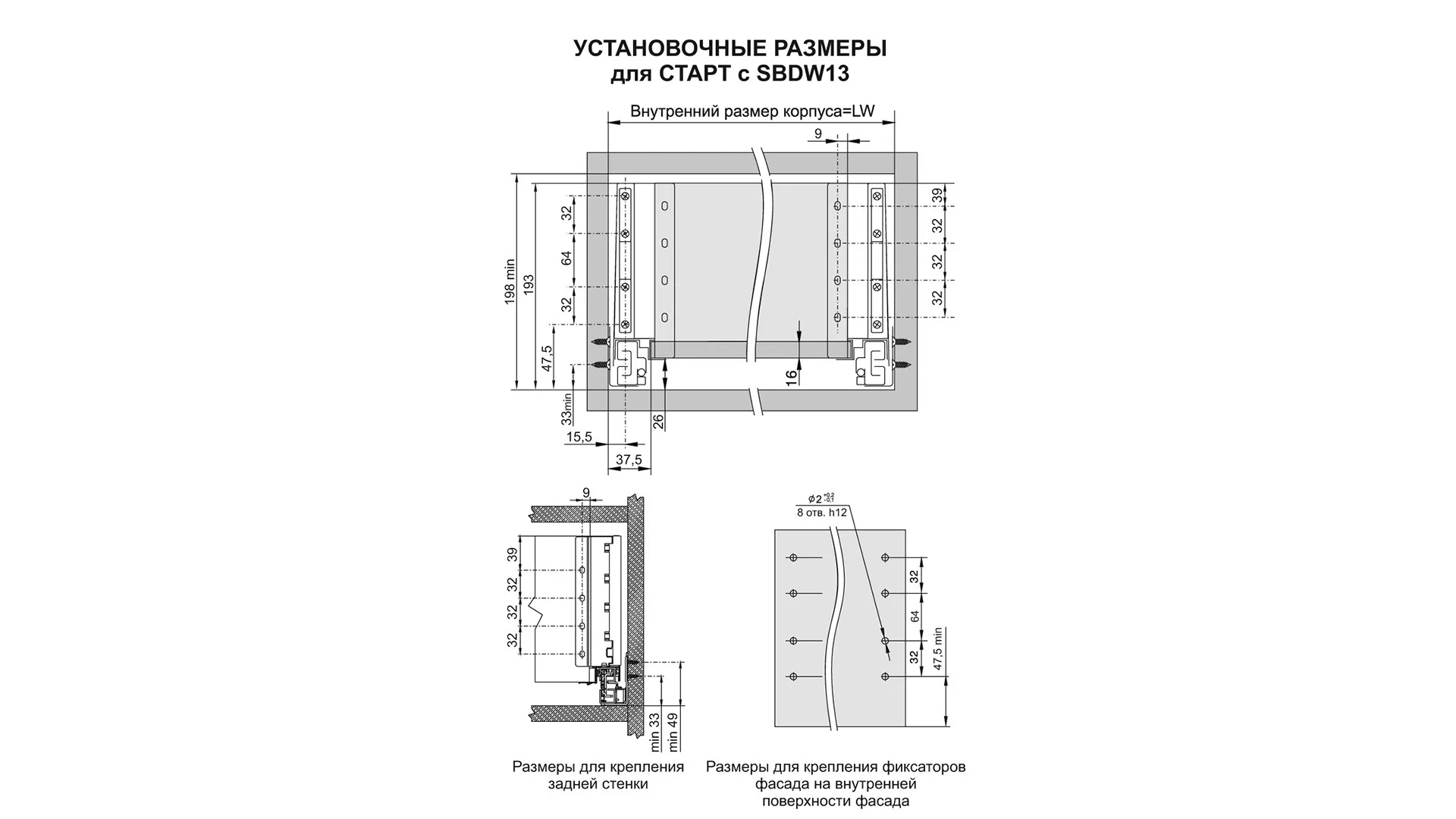 Прямые боковые стенки СТАРТ высокие SBDW13/W/500