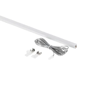 Светильник светодиодный, нарезной, 10*10мм, 8W/m, 12V, 3000K (теплый белый), 1.5м, черный, (в комплекте шнур, 2 заглушки, 2 держателя), AKS