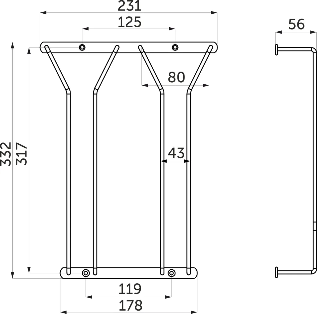 Держатель подвесной для бокалов двухрядный, белый AKS