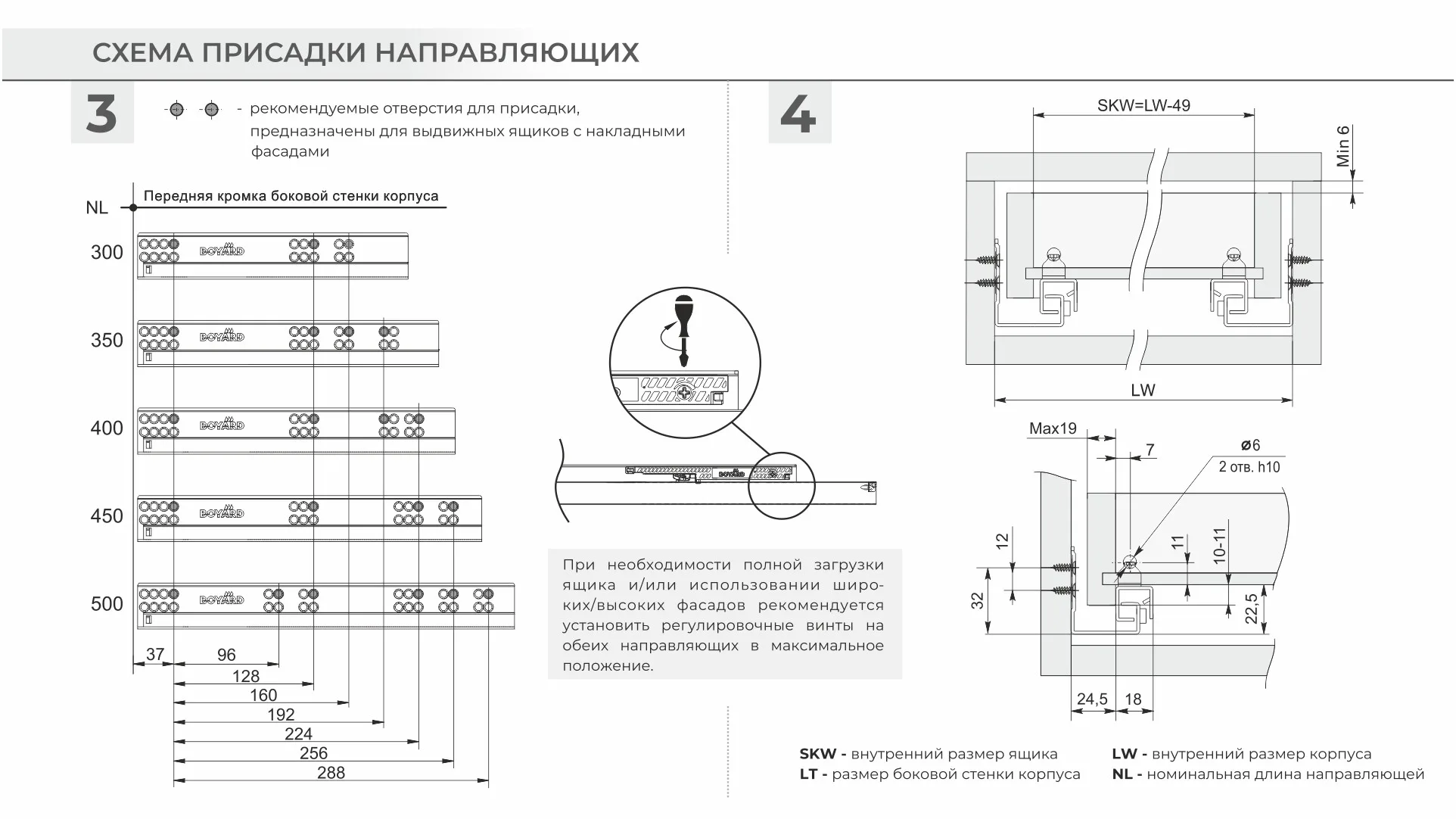 Направляющие скрытого монтажа В-Slide DB8982Zn/500