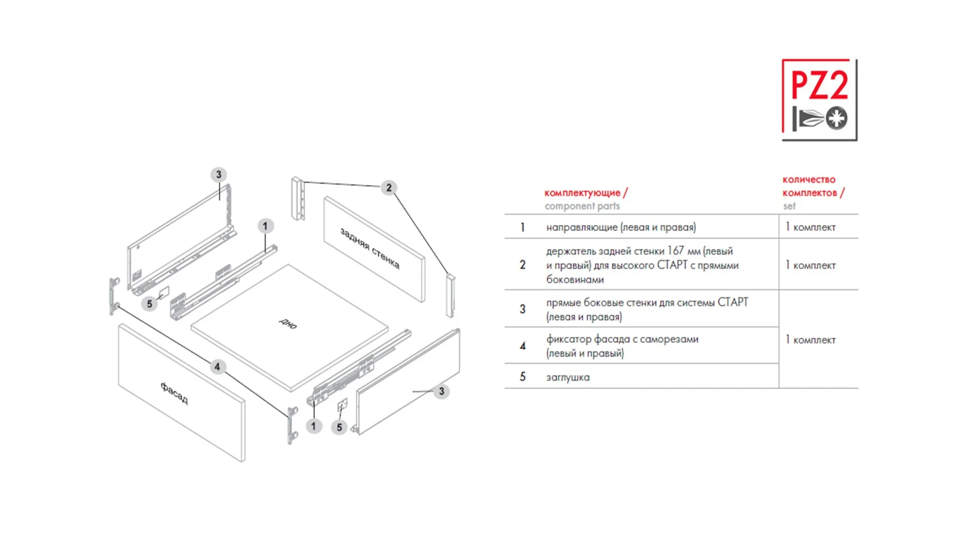 Прямые боковые стенки СТАРТ высокие SBDW13/W/450