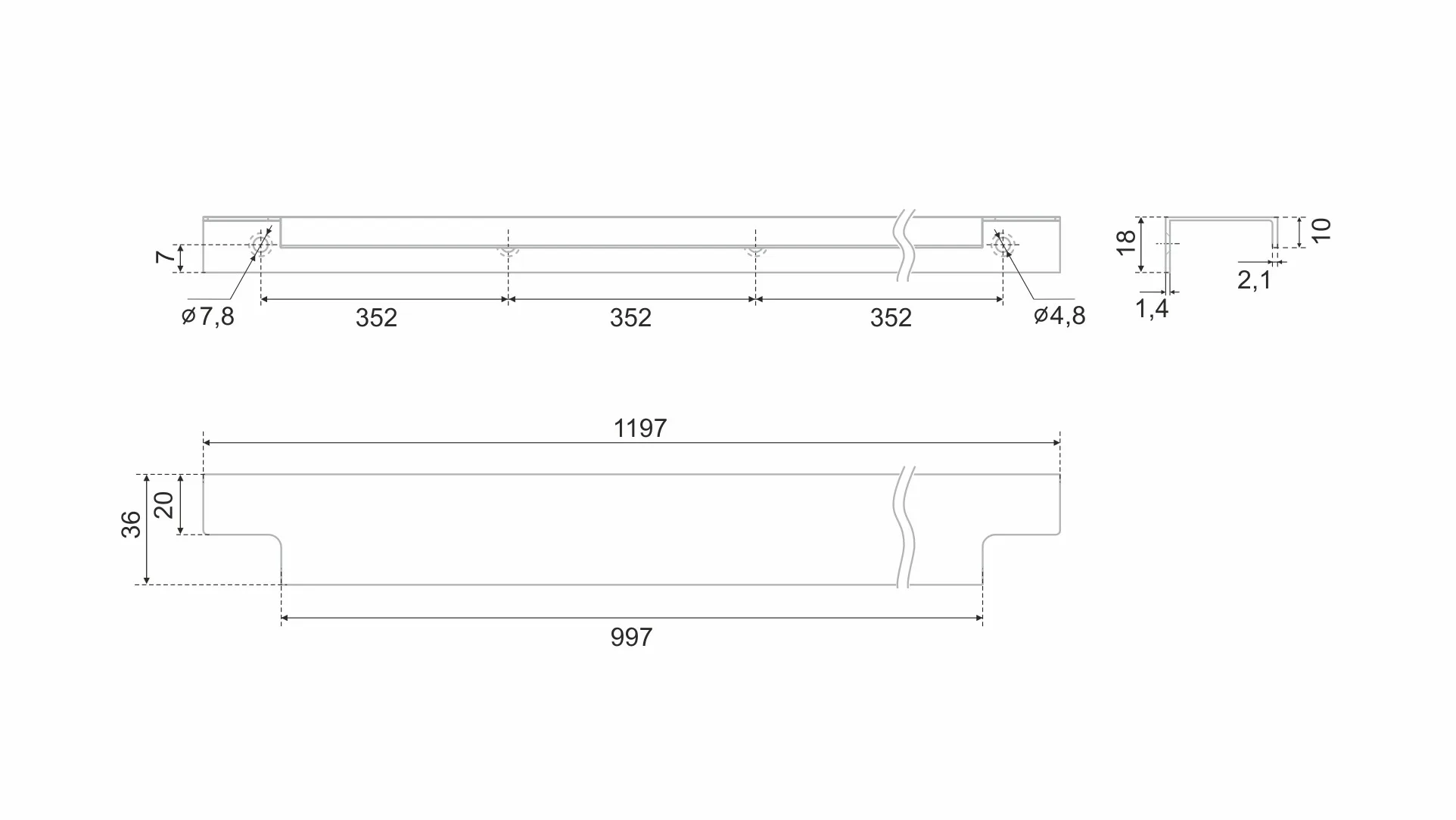 Мебельная ручка RAY 2.0 RT809BL.1/1056/1200