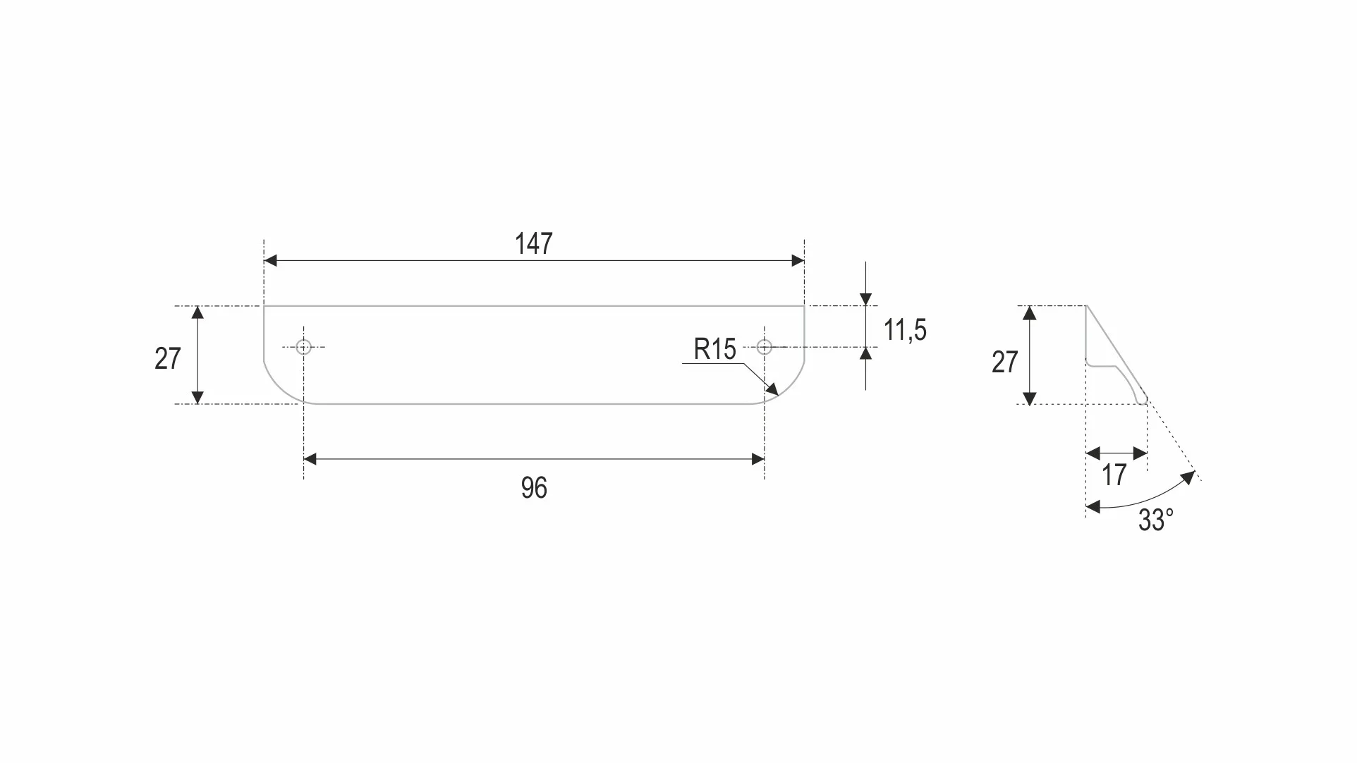 Мебельная ручка TICK RS156GR.3/96