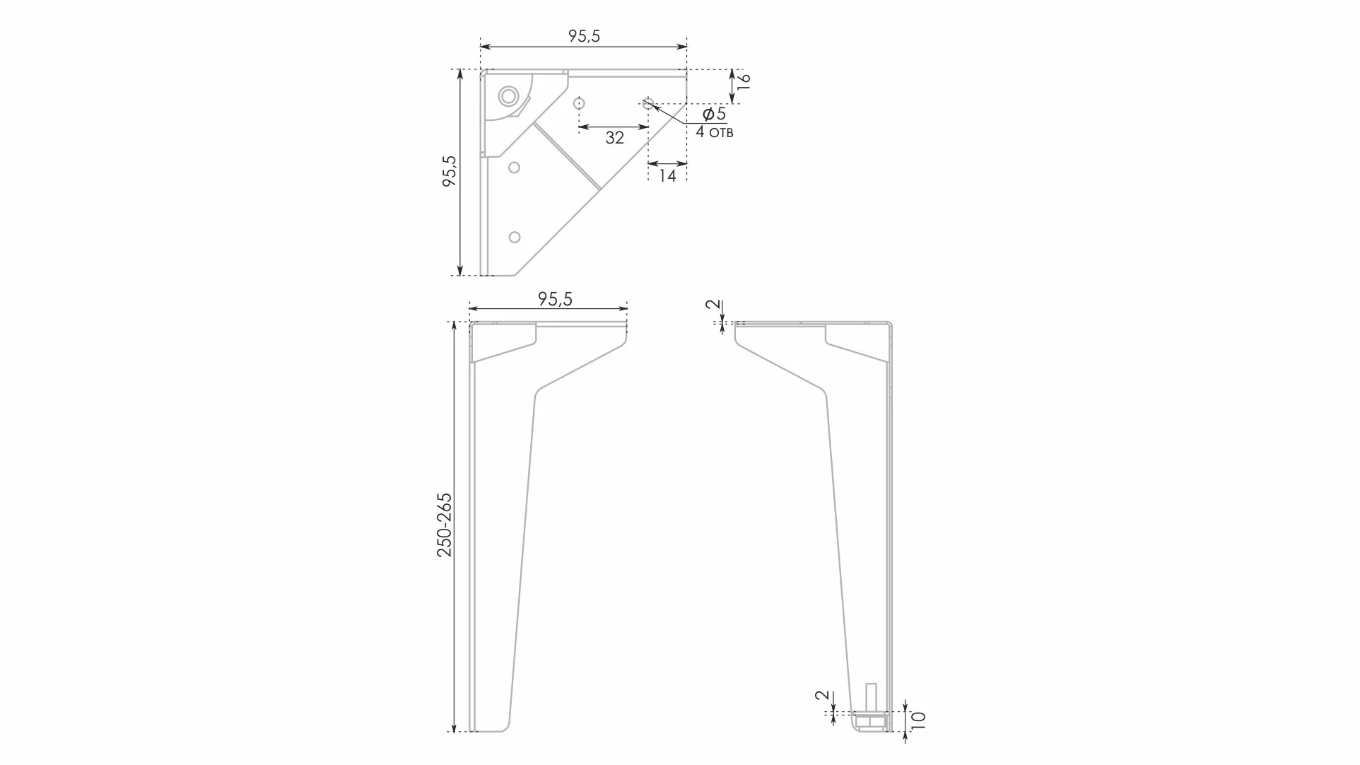 Мебельная опора TOM N332BL.2/250