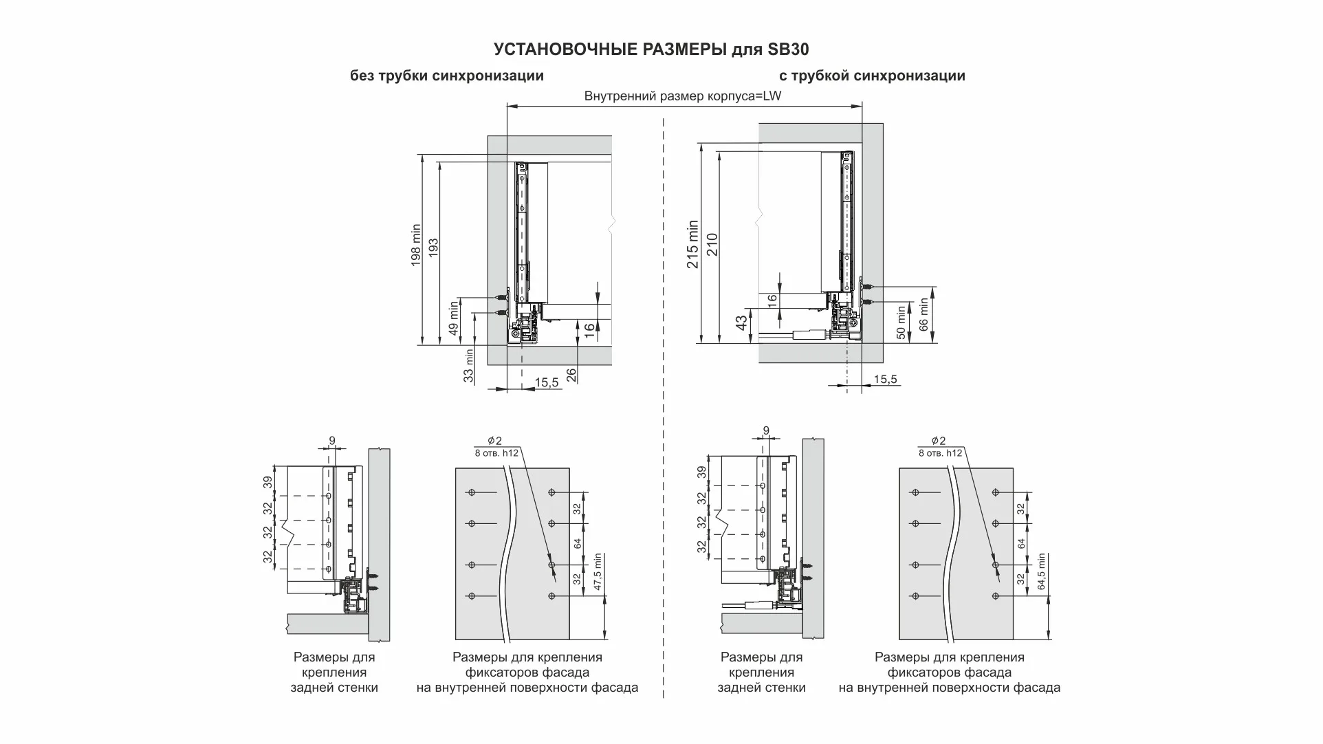 СТАРТ PUSH с прямыми боковинами высокий SB30GR.1/300