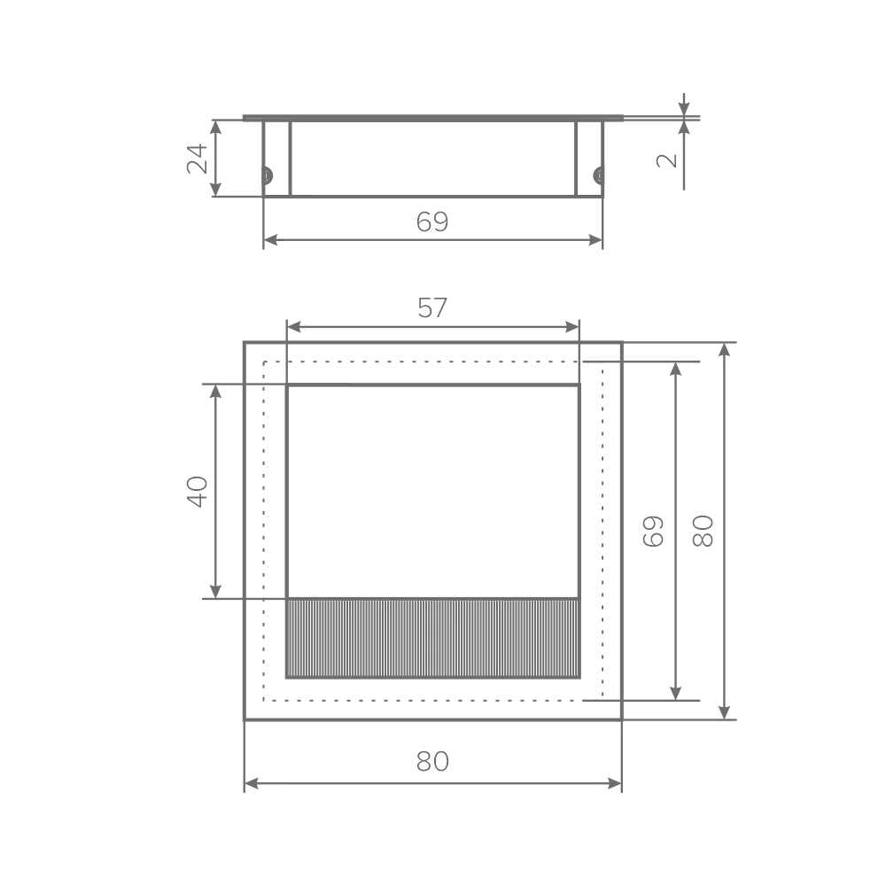 Пропуск для кабеля AQ PASS 80*80 алюминий брашированный