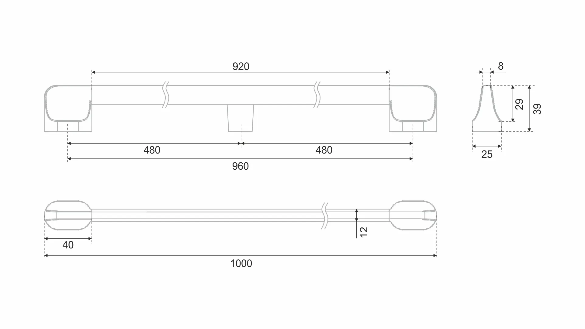 Мебельная ручка PROGRESSA RS551RCHMP.1/960